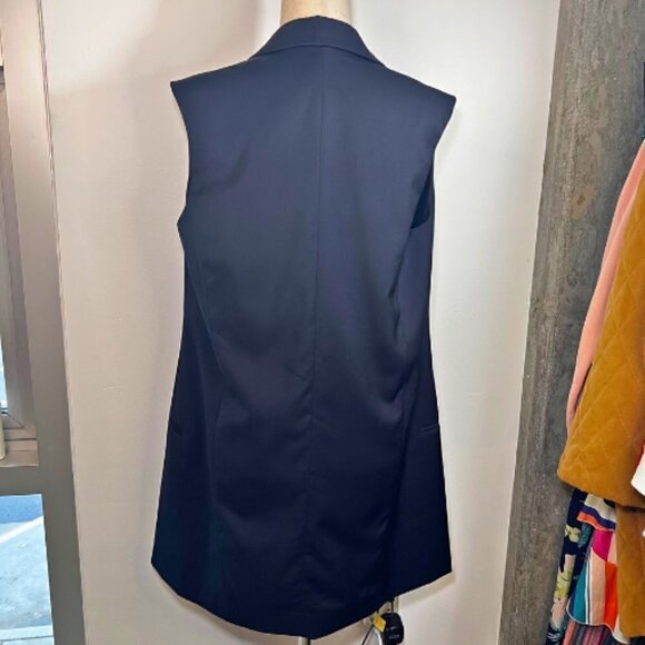 EQUIPMENT Ink Blue Garner Italian Wool Long Blazer Vest Size 6 - Picture 5 of 12